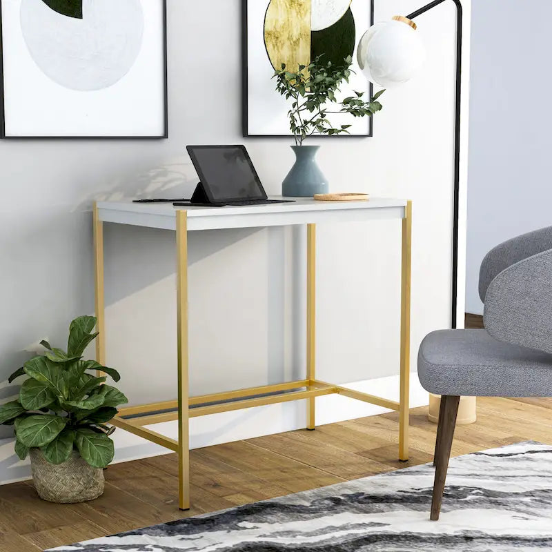 Bureau informatique moderne 30 pouces en acier Belzie avec ports USB par Furniture of America