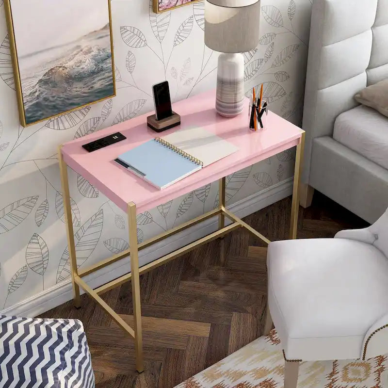 Bureau informatique moderne 30 pouces en acier Belzie avec ports USB par Furniture of America