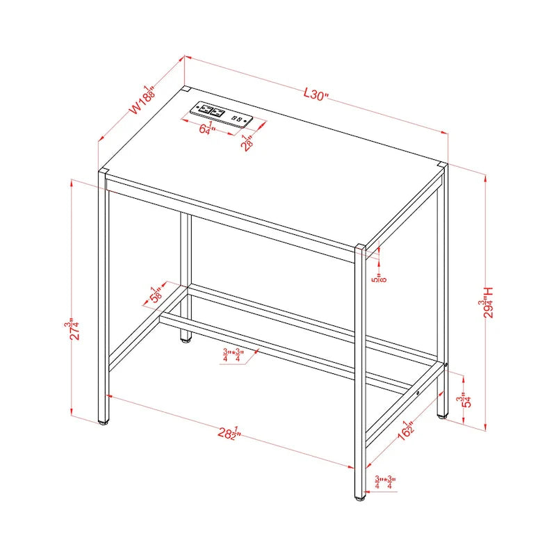 Bureau informatique moderne 30 pouces en acier Belzie avec ports USB par Furniture of America