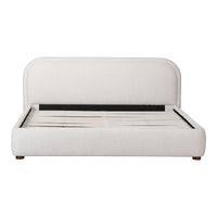 Lit plate-forme moderne incurvé Aurelle Home Collete en tissu couleur avoine
