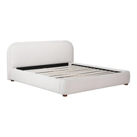Lit plate-forme moderne incurvé Aurelle Home Collete en tissu couleur avoine