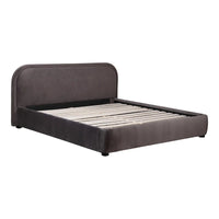 Lit plate-forme moderne incurvé Aurelle Home Collete en tissu couleur avoine