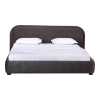 Lit plate-forme moderne incurvé Aurelle Home Collete en tissu couleur avoine
