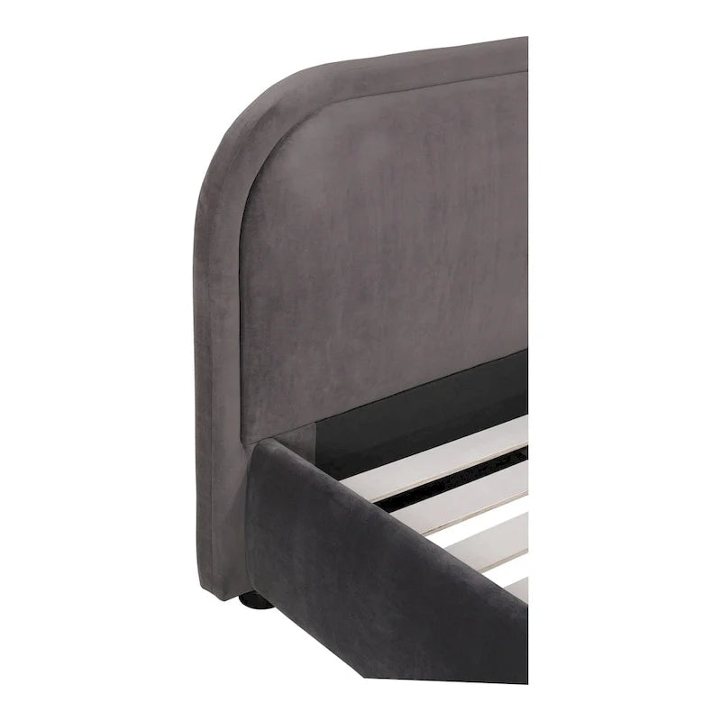 Lit plate-forme moderne incurvé Aurelle Home Collete en tissu couleur avoine