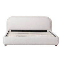 Lit plate-forme moderne incurvé Aurelle Home Collete en tissu couleur avoine