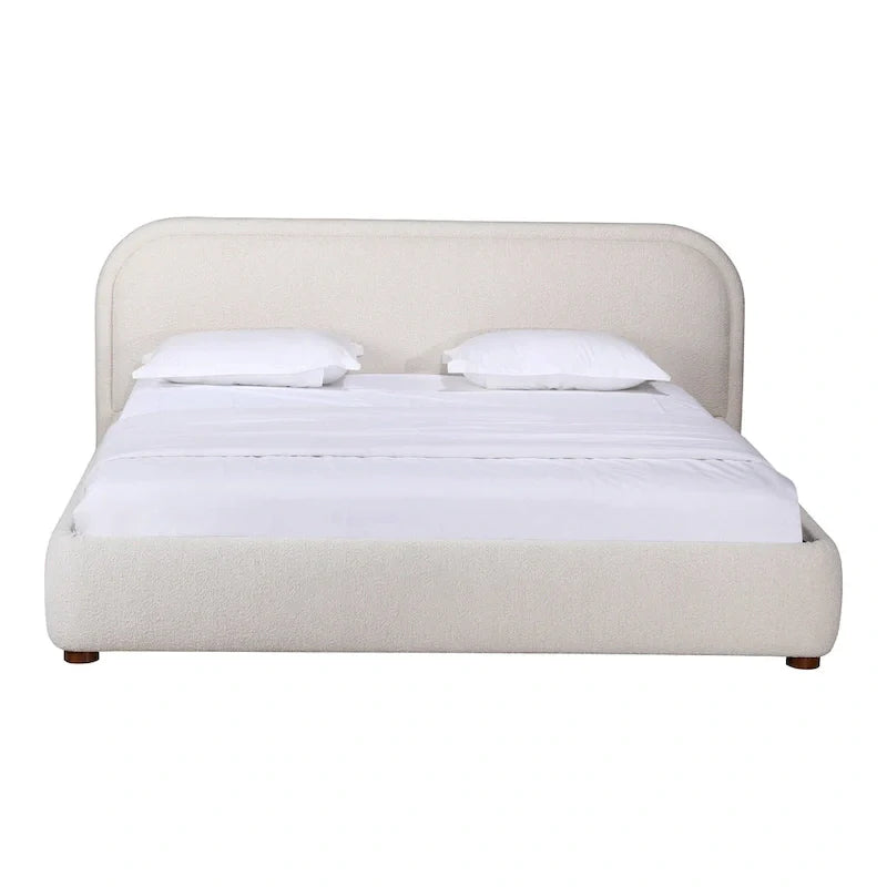 Lit plate-forme moderne incurvé Aurelle Home Collete en tissu couleur avoine