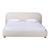 Lit plate-forme moderne incurvé Aurelle Home Collete en tissu couleur avoine