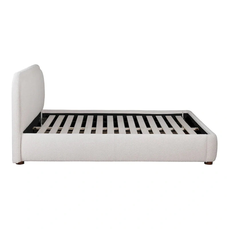Lit plate-forme moderne incurvé Aurelle Home Collete en tissu couleur avoine