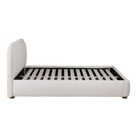 Lit plate-forme moderne incurvé Aurelle Home Collete en tissu couleur avoine