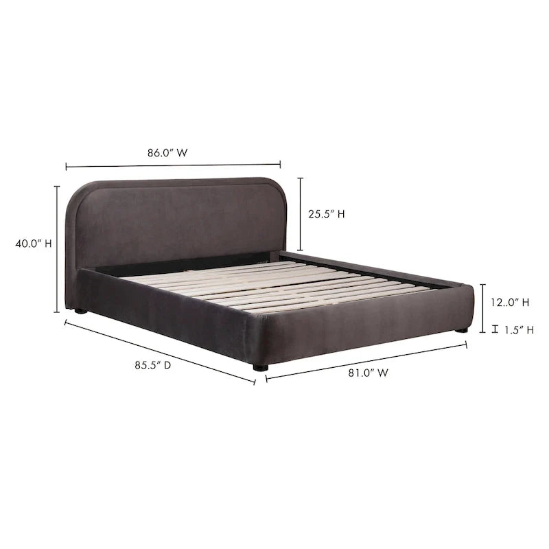 Lit plate-forme moderne incurvé Aurelle Home Collete en tissu couleur avoine