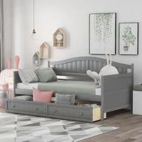 Lit de repos double en bois avec 2 tiroirs / lit gigogne, canapé-lit pour chambre à coucher salon, aucun sommier tapissier requis