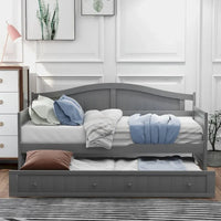 Lit de repos double en bois avec 2 tiroirs / lit gigogne, canapé-lit pour chambre à coucher salon, aucun sommier tapissier requis