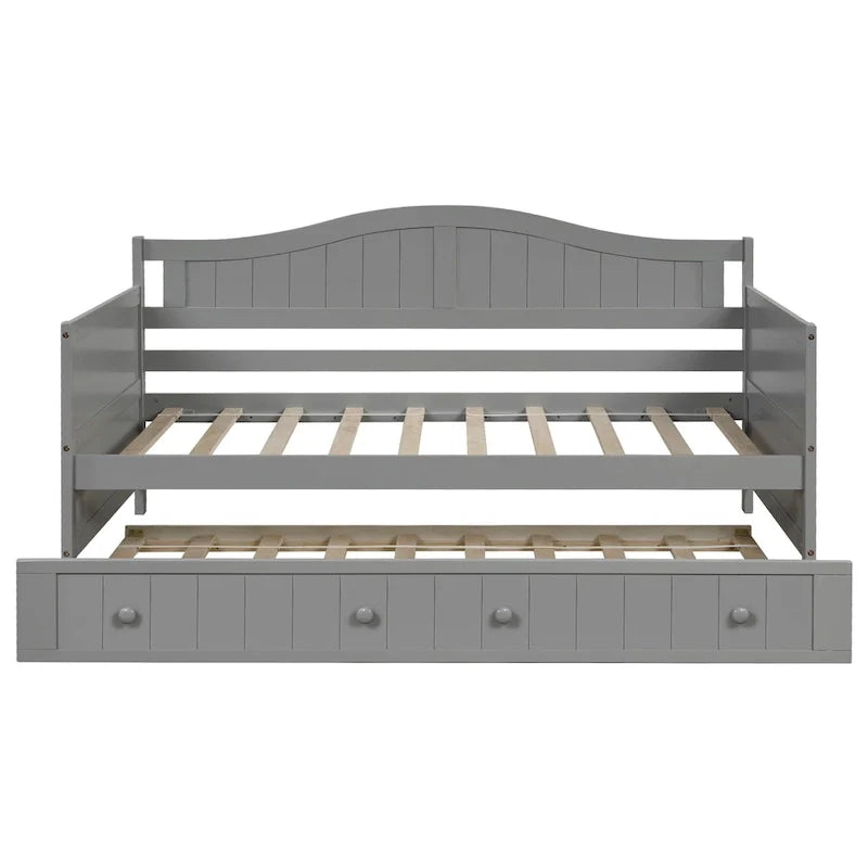 Lit de repos double en bois avec 2 tiroirs / lit gigogne, canapé-lit pour chambre à coucher salon, aucun sommier tapissier requis
