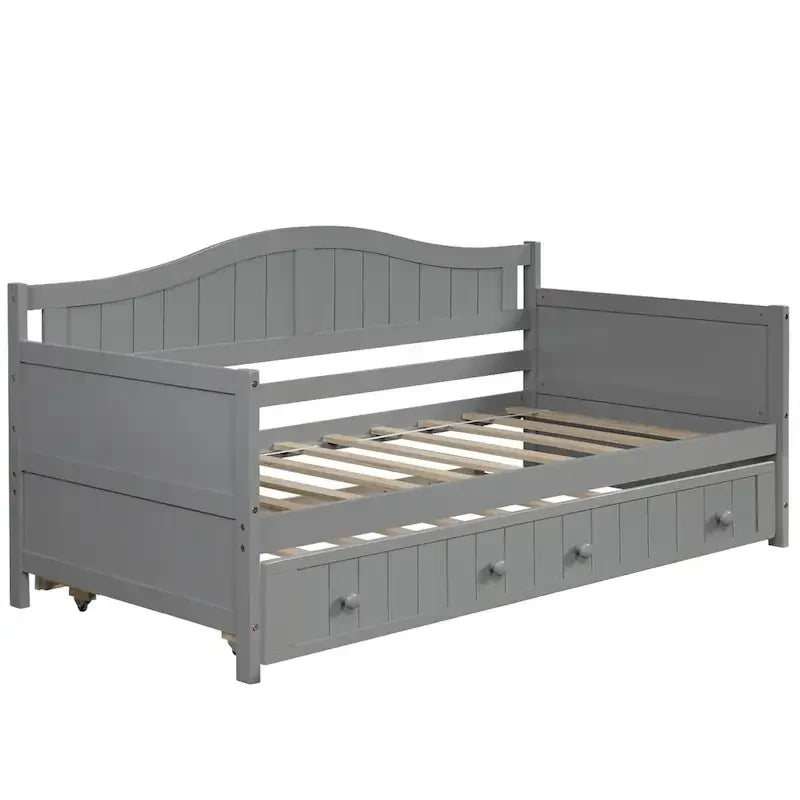 Lit de repos double en bois avec 2 tiroirs / lit gigogne, canapé-lit pour chambre à coucher salon, aucun sommier tapissier requis