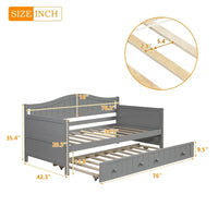 Lit de repos double en bois avec 2 tiroirs / lit gigogne, canapé-lit pour chambre à coucher salon, aucun sommier tapissier requis