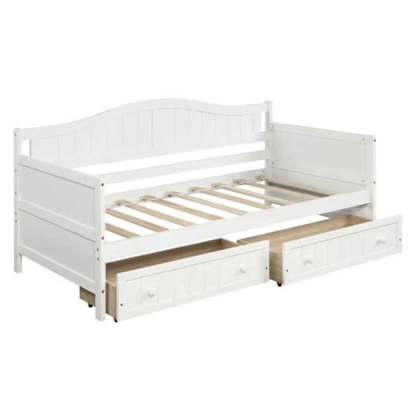 Lit de repos double en bois avec 2 tiroirs / lit gigogne, canapé-lit pour chambre à coucher salon, aucun sommier tapissier requis