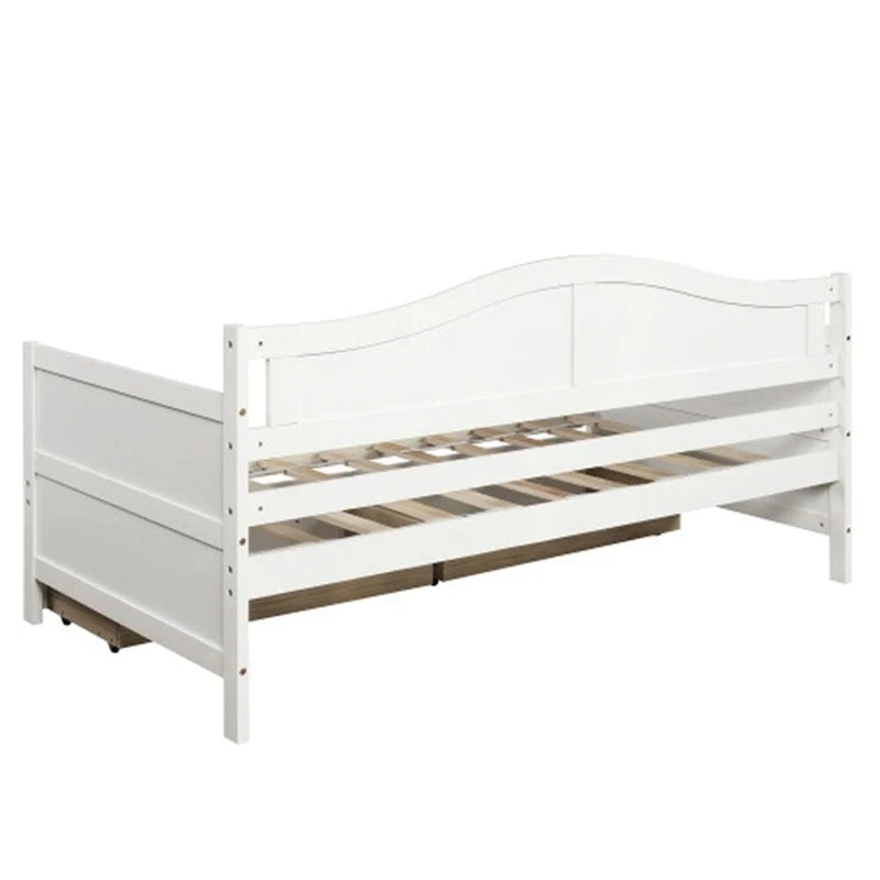 Lit de repos double en bois avec 2 tiroirs / lit gigogne, canapé-lit pour chambre à coucher salon, aucun sommier tapissier requis
