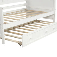 Lit de repos double en bois avec 2 tiroirs / lit gigogne, canapé-lit pour chambre à coucher salon, aucun sommier tapissier requis