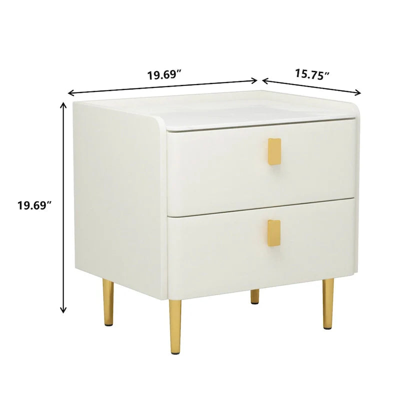 Table de chevet de chambre à coucher moderne de luxe en similicuir à 2 tiroirs
