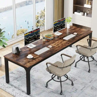 Bureau d'ordinateur extra long de 200 cm, bureau double, grand bureau d'écriture