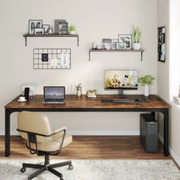 Bureau d'ordinateur extra long de 200 cm, bureau double, grand bureau d'écriture