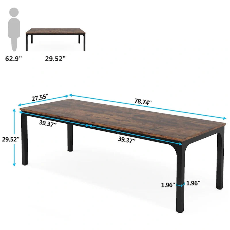 Bureau d'ordinateur extra long de 200 cm, bureau double, grand bureau d'écriture