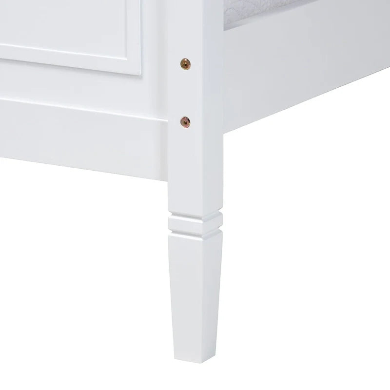 Lit plateforme en bois à finition blanche classique et traditionnelle Mariana