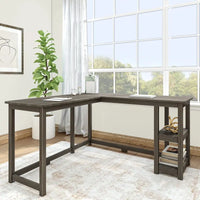 Bureau d'angle Plank and Beam avec étagères