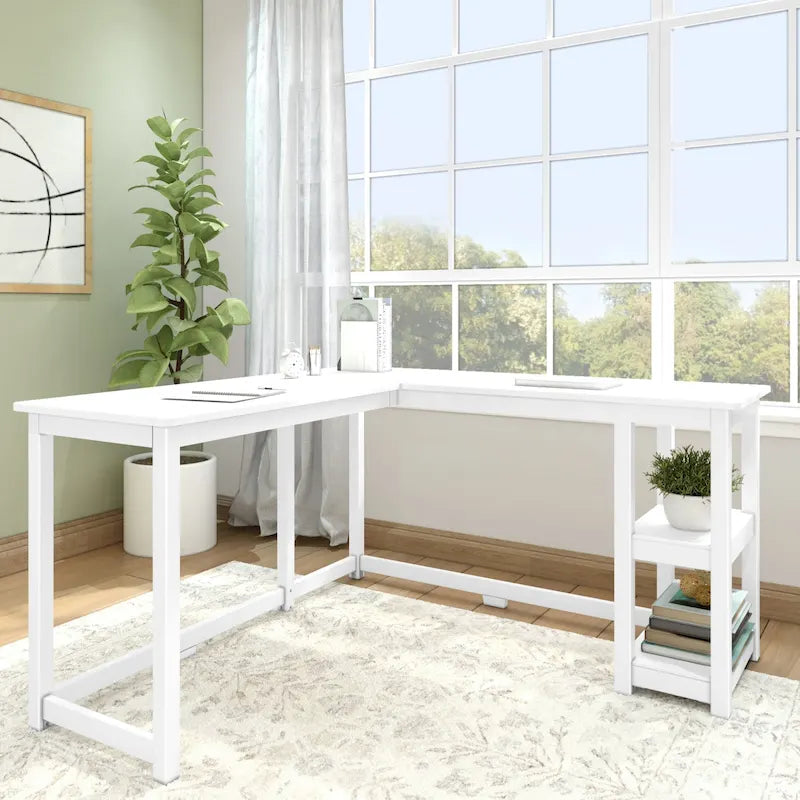 Bureau d'angle Plank and Beam avec étagères