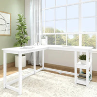 Bureau d'angle Plank and Beam avec étagères