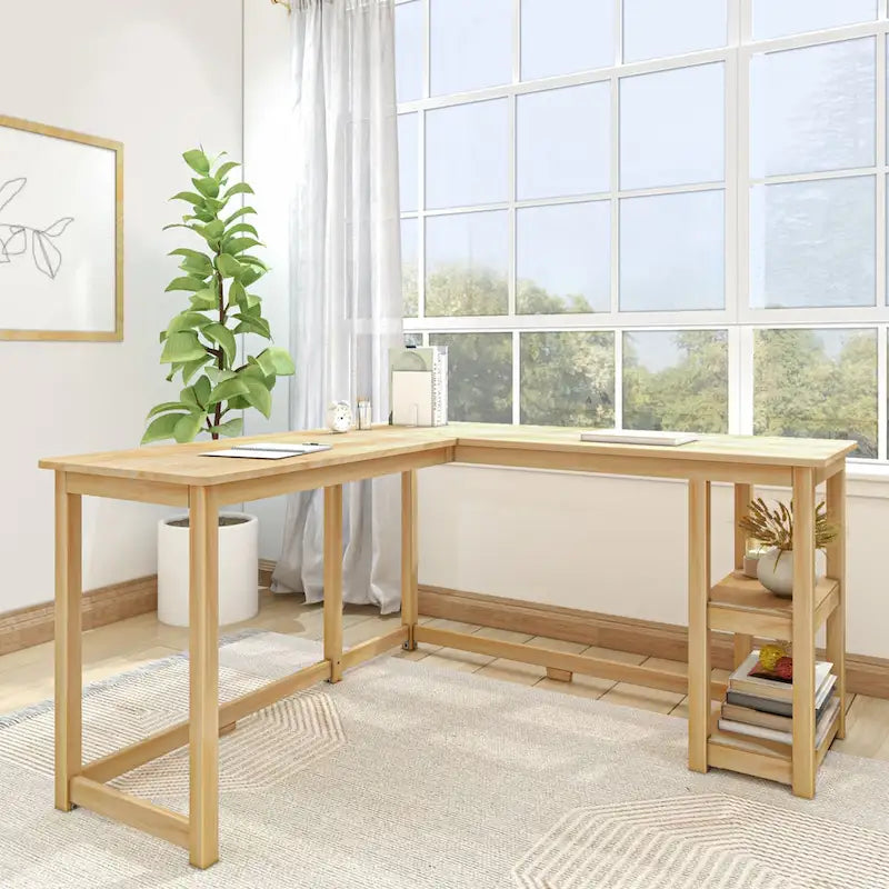 Bureau d'angle Plank and Beam avec étagères