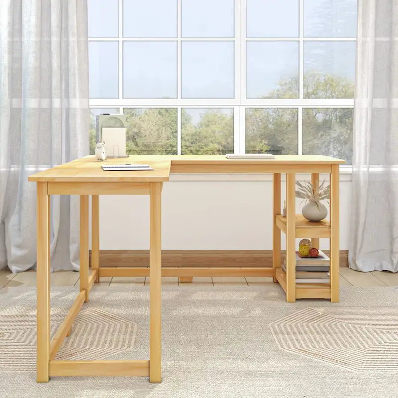 Bureau d'angle Plank and Beam avec étagères
