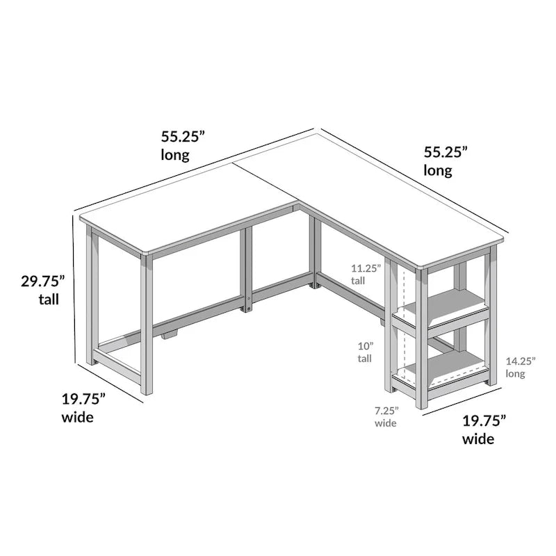 Bureau d'angle Plank and Beam avec étagères