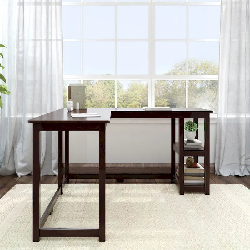 Bureau d'angle Plank and Beam avec étagères