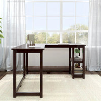 Bureau d'angle Plank and Beam avec étagères