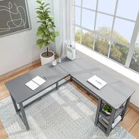 Bureau d'angle Plank and Beam avec étagères