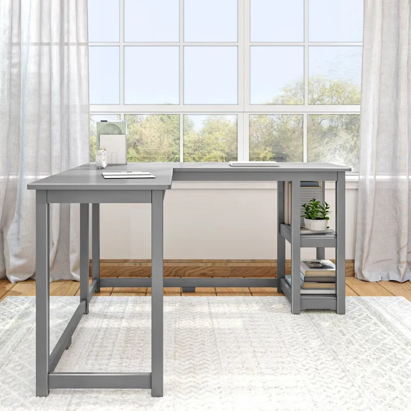 Bureau d'angle Plank and Beam avec étagères
