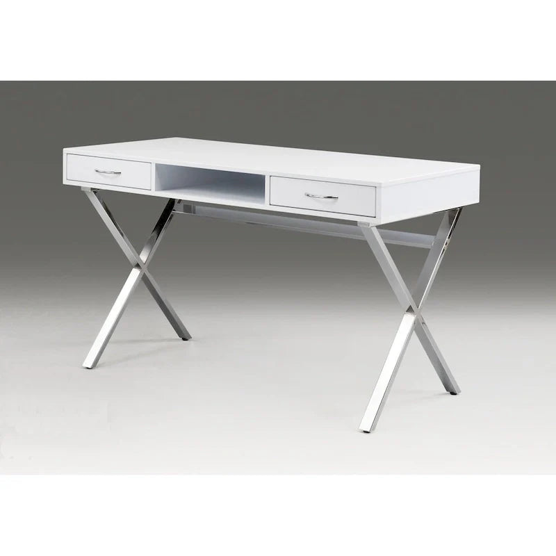Bureau deux tiroirs avec piétement métallique