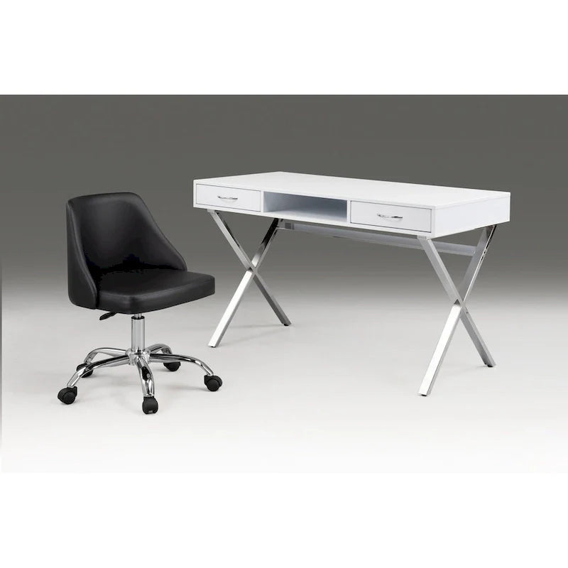 Bureau deux tiroirs avec piétement métallique