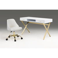 Bureau deux tiroirs avec piétement métallique