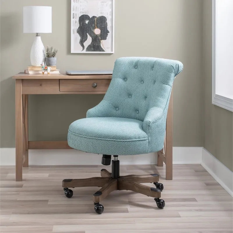 Chaise de bureau Bond capitonnée mouchetée bleue