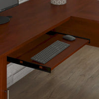 Somerset - Bureau en L de 72 po de large avec hutch, meuble et bibliothèque, gris