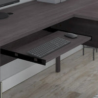 Somerset - Bureau en L de 72 po de large avec hutch, meuble et bibliothèque, gris