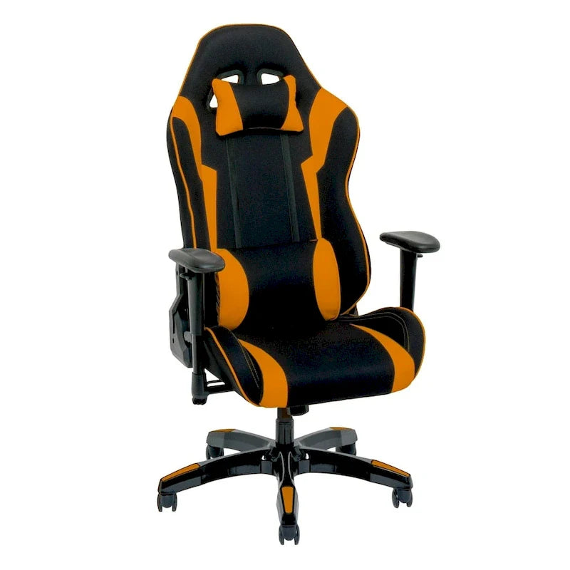 Chaise de gaming ergonomique à dossier haut Porch & Den Banton en cuir reconstitué, tissu et maille