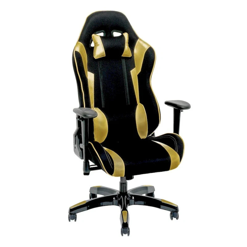 Chaise de gaming ergonomique à dossier haut Porch & Den Banton en cuir reconstitué, tissu et maille