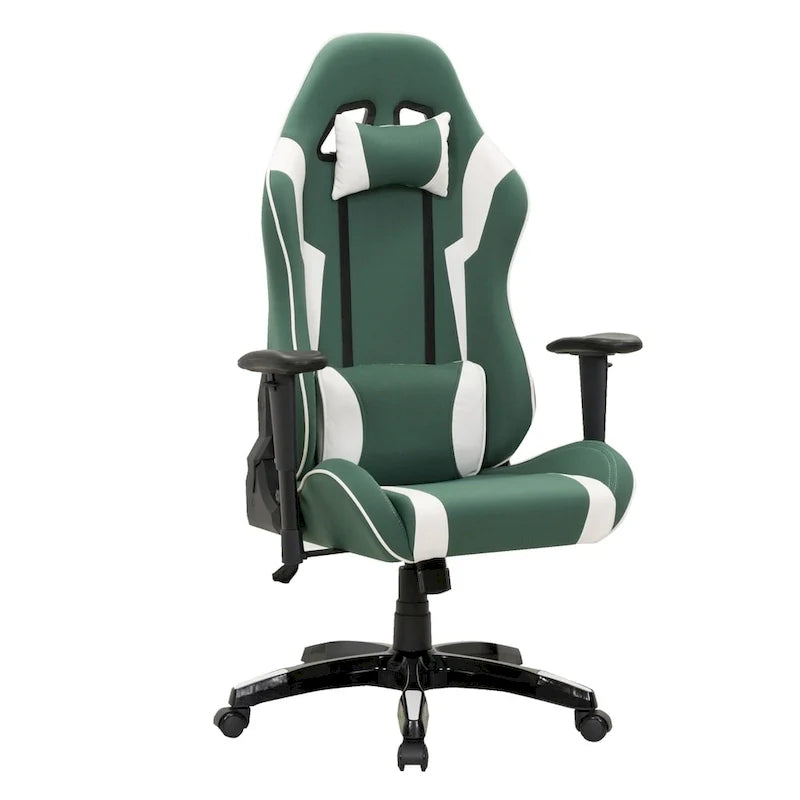 Chaise de gaming ergonomique à dossier haut Porch & Den Banton en cuir reconstitué, tissu et maille