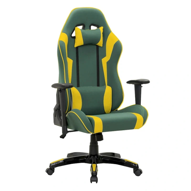 Chaise de gaming ergonomique à dossier haut Porch & Den Banton en cuir reconstitué, tissu et maille
