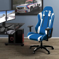 Chaise de gaming ergonomique à dossier haut Porch & Den Banton en cuir reconstitué, tissu et maille