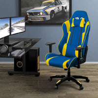 Chaise de gaming ergonomique à dossier haut Porch & Den Banton en cuir reconstitué, tissu et maille