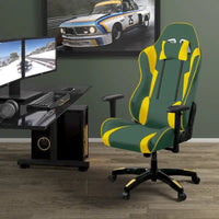 Chaise de gaming ergonomique à dossier haut Porch & Den Banton en cuir reconstitué, tissu et maille